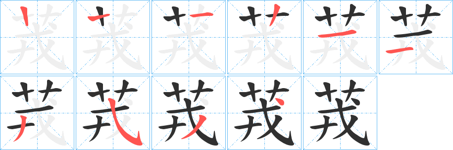 茙的笔顺分步演示图