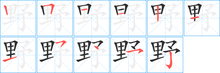 野的笔顺分步演示图