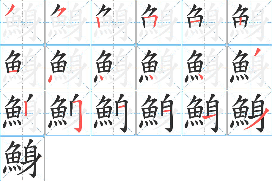 鯓的笔顺分步演示图